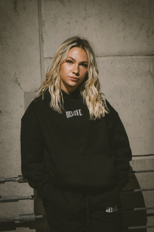 Womens hoodies and joggers black - Believe Co