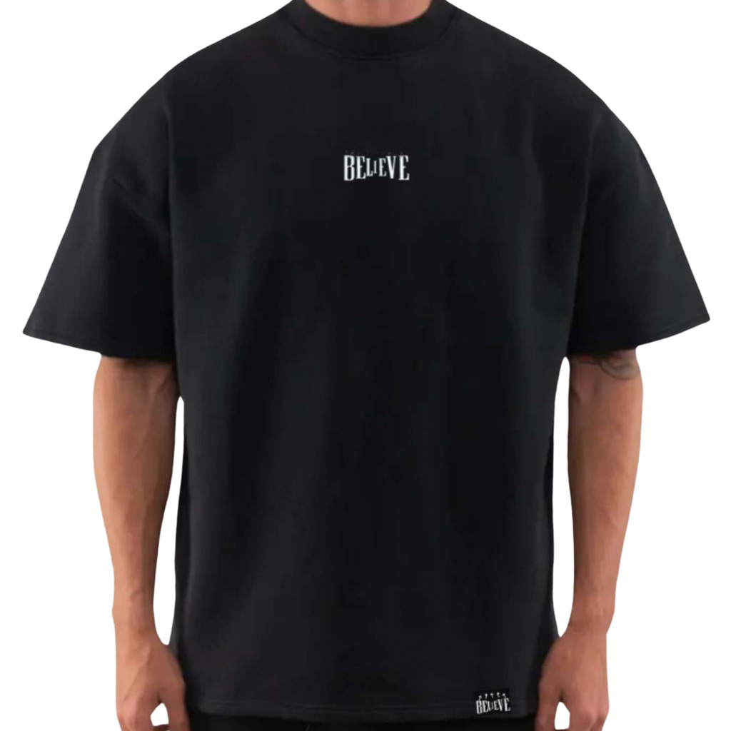Believe Black & Gold Sign T-shirt - T-Shirt / Charcoal / M